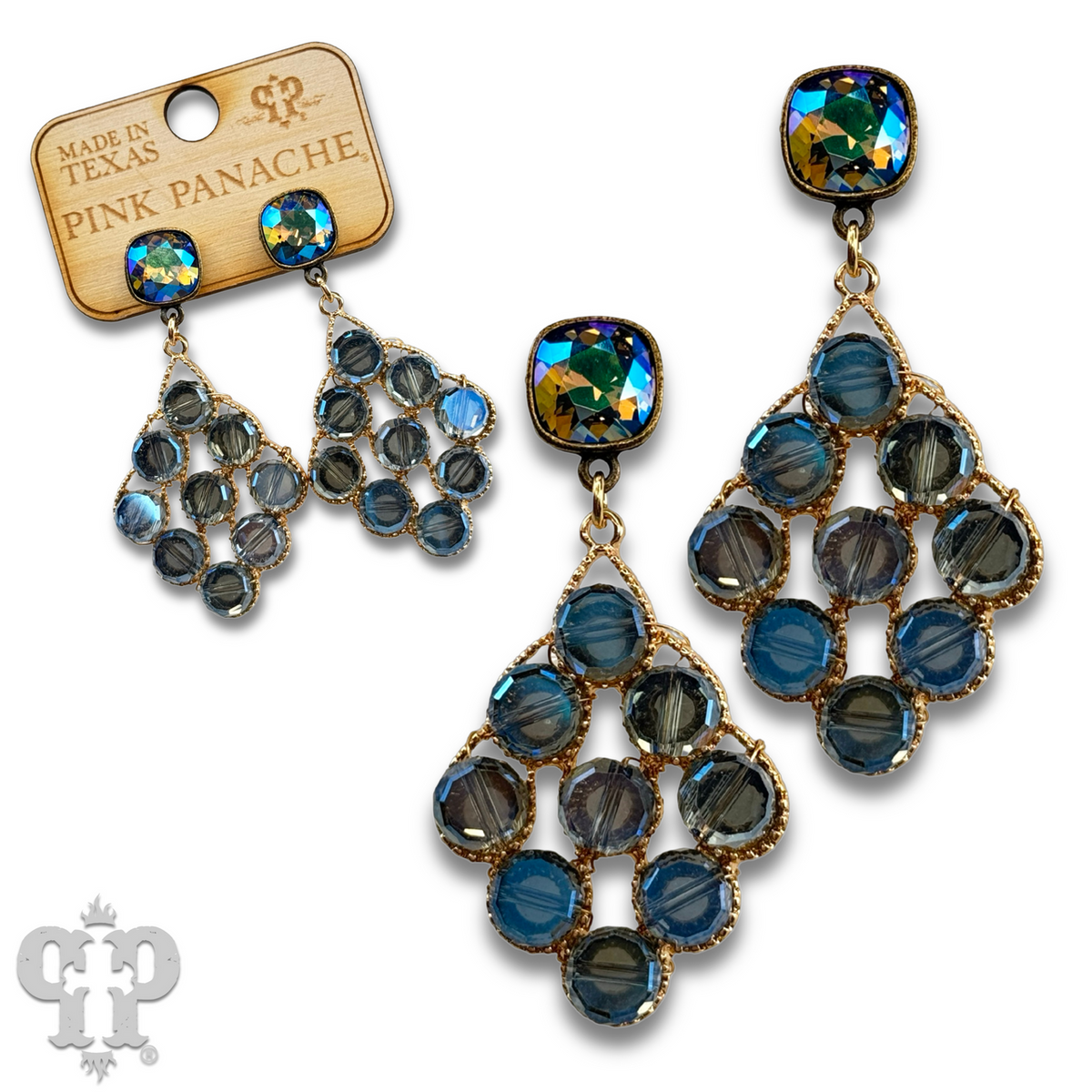 Coin bead diamond shape earring with crystals from Swarovski®
