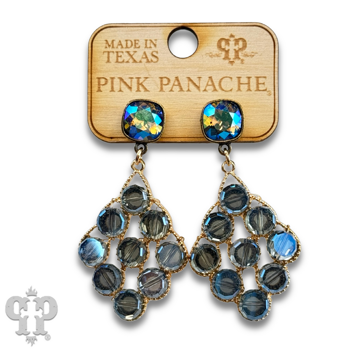 Coin bead diamond shape earring with crystals from Swarovski®