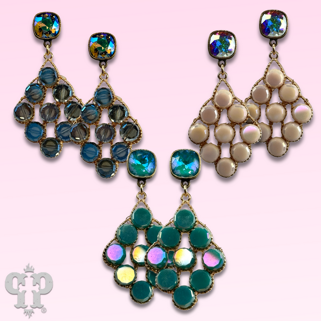 Coin bead diamond shape earring with crystals from Swarovski®