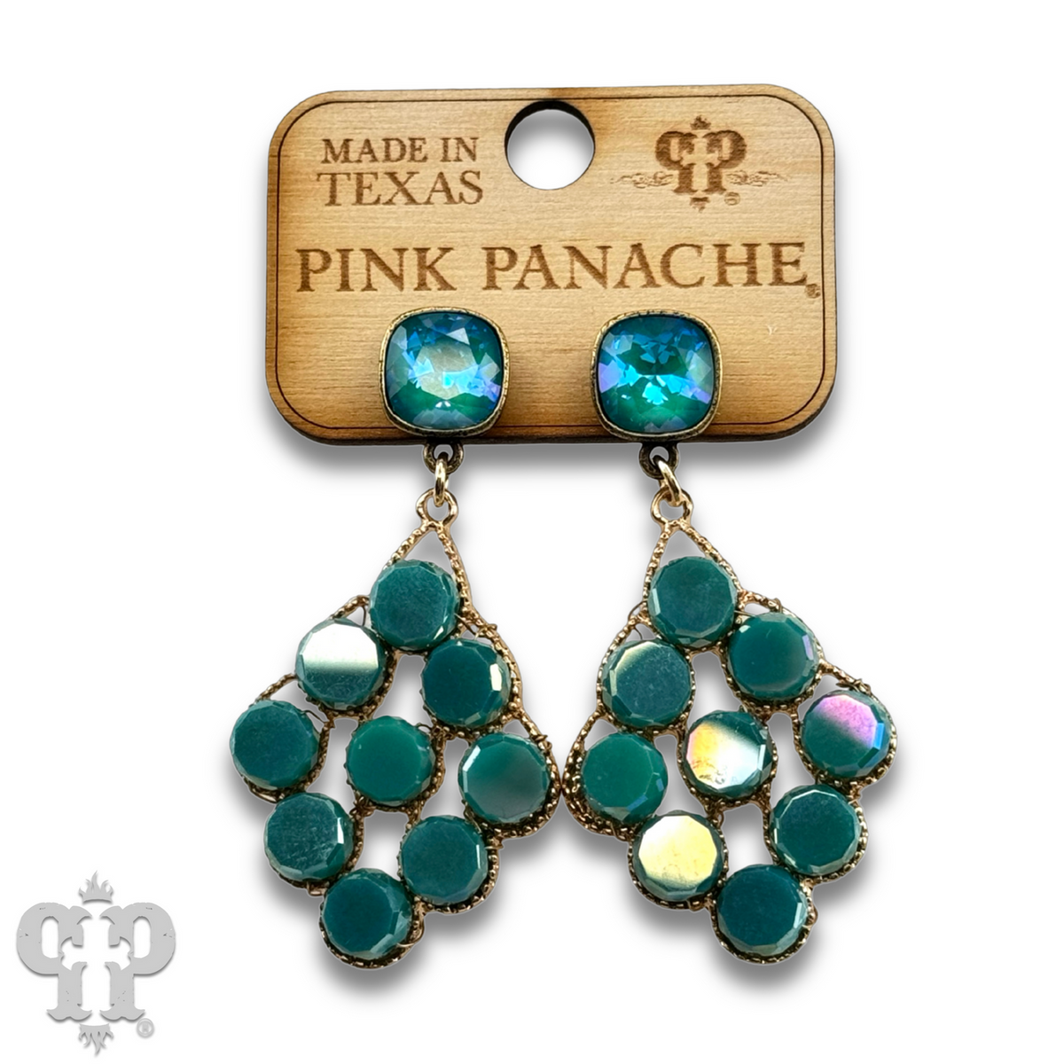 Coin bead diamond shape earring with crystals from Swarovski®
