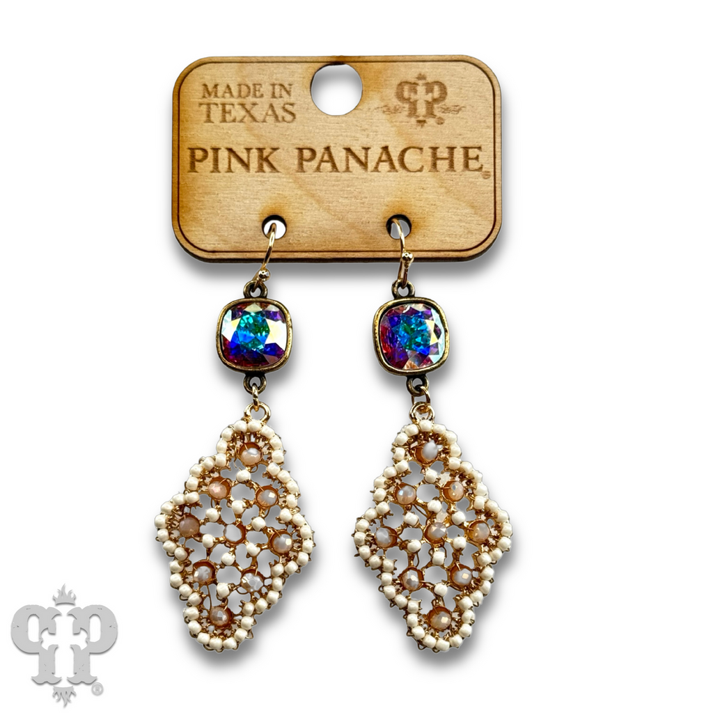 Rounded diamond shape earring with crystals from Swarovski®