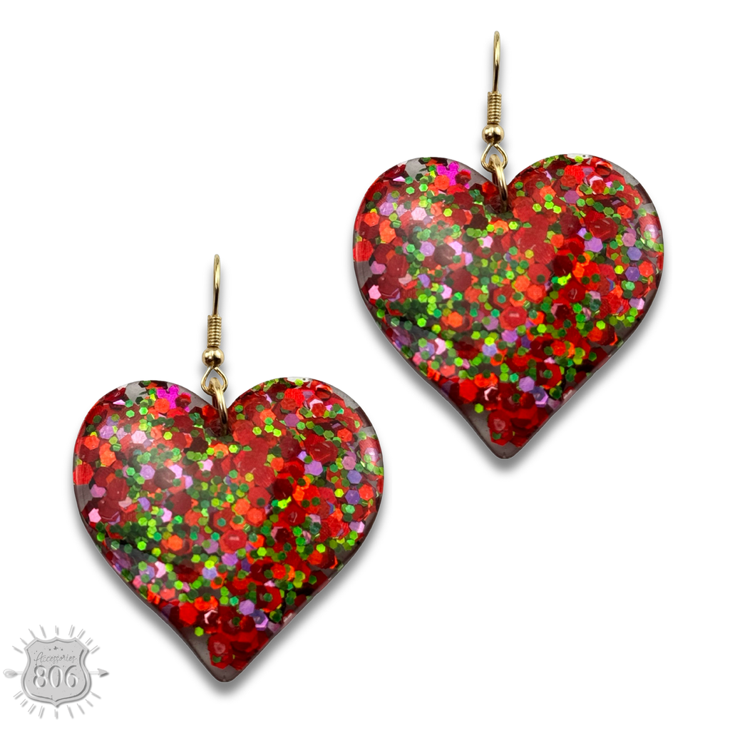 Acrylic glitter heart earring