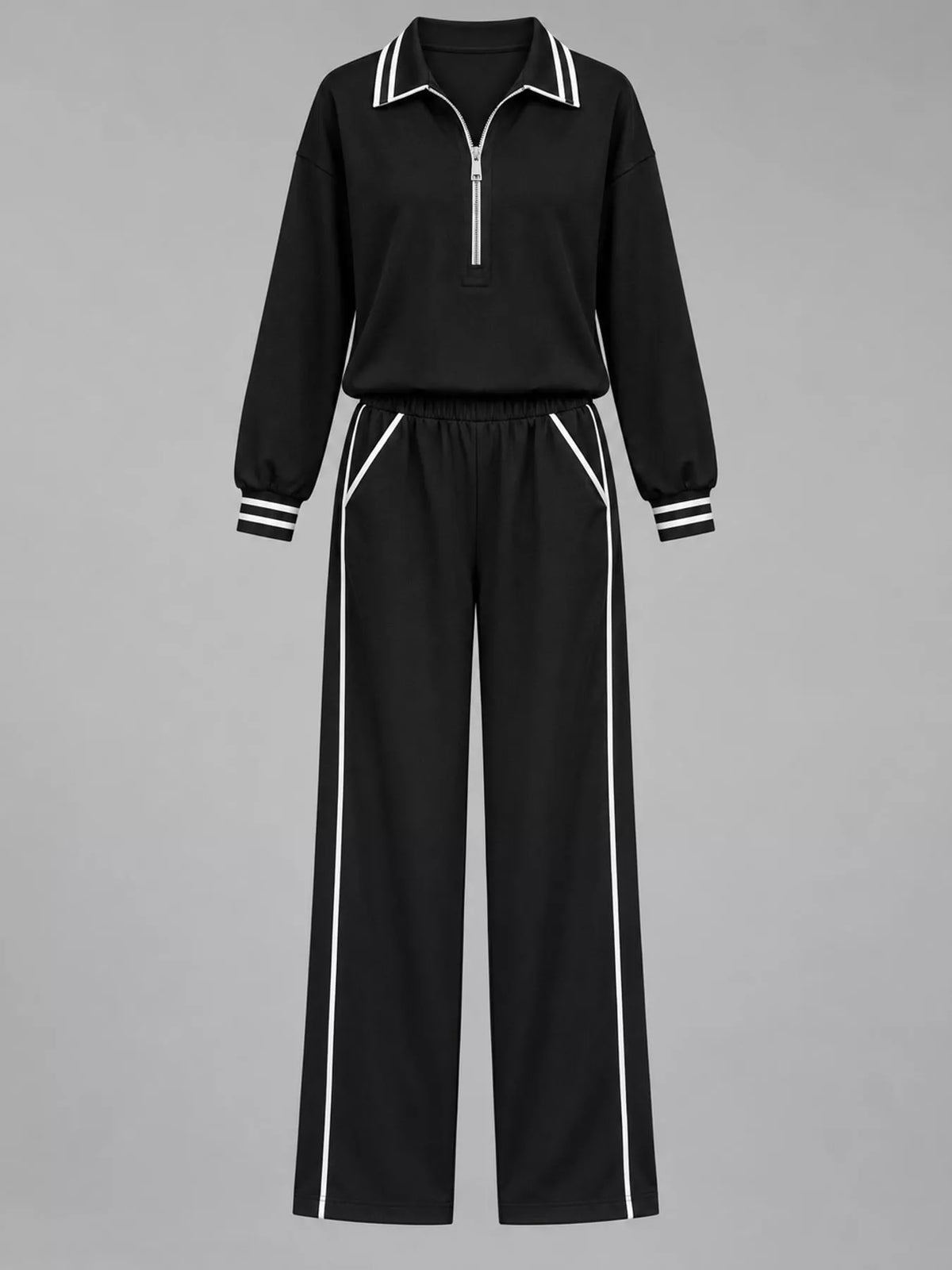 Striped Half Zip Top and Pants Set