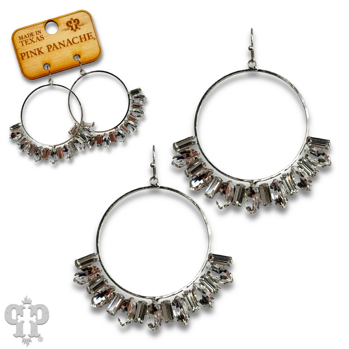 Baguette rhinestone circle earring