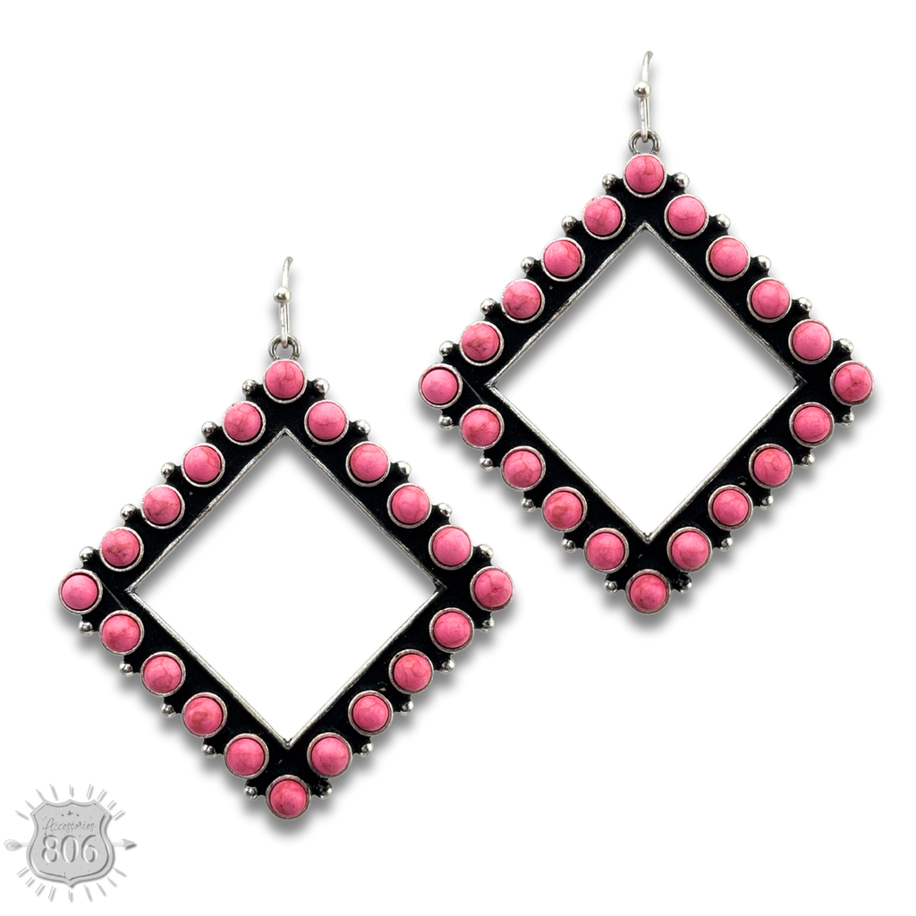 Stone diamond shape earring