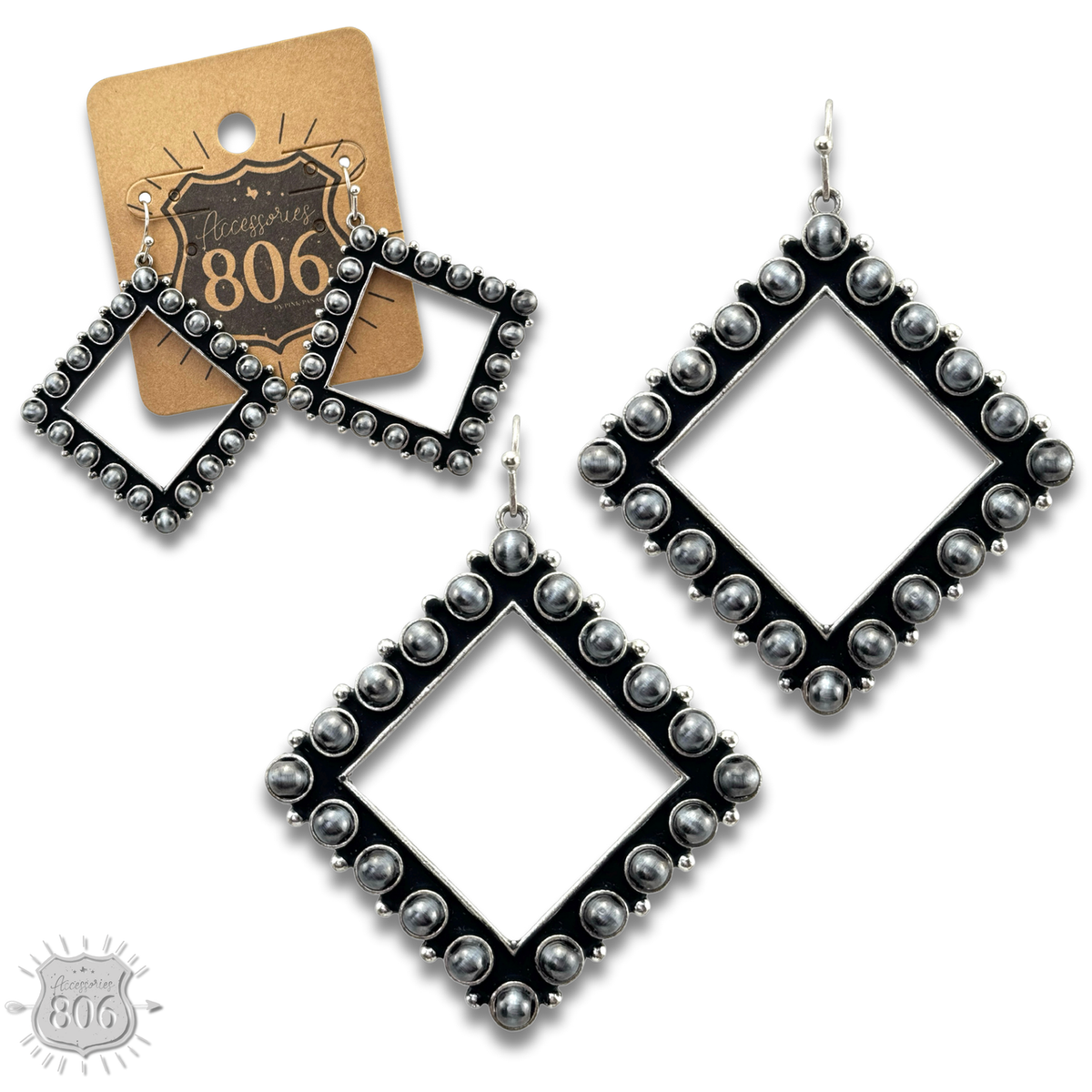 Stone diamond shape earring