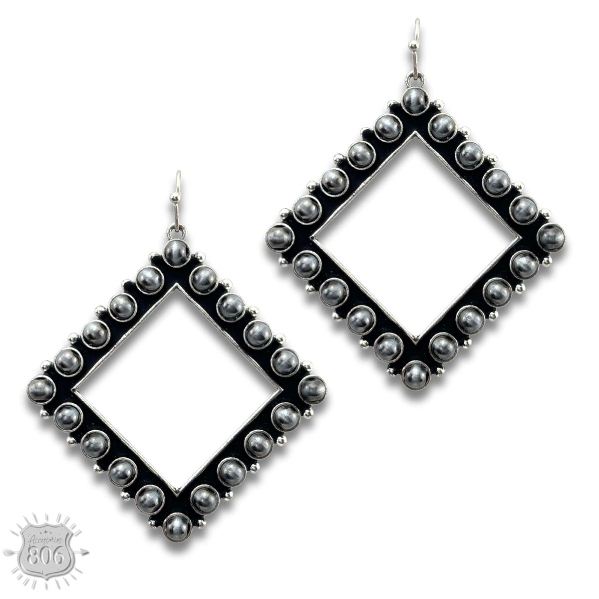 Stone diamond shape earring