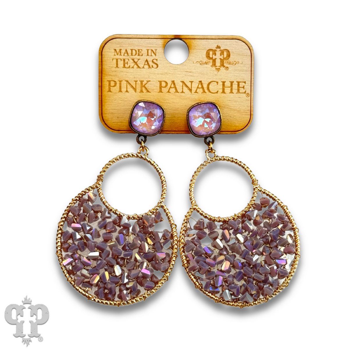 Woven bead double circle earring with crystals from Swarovski®