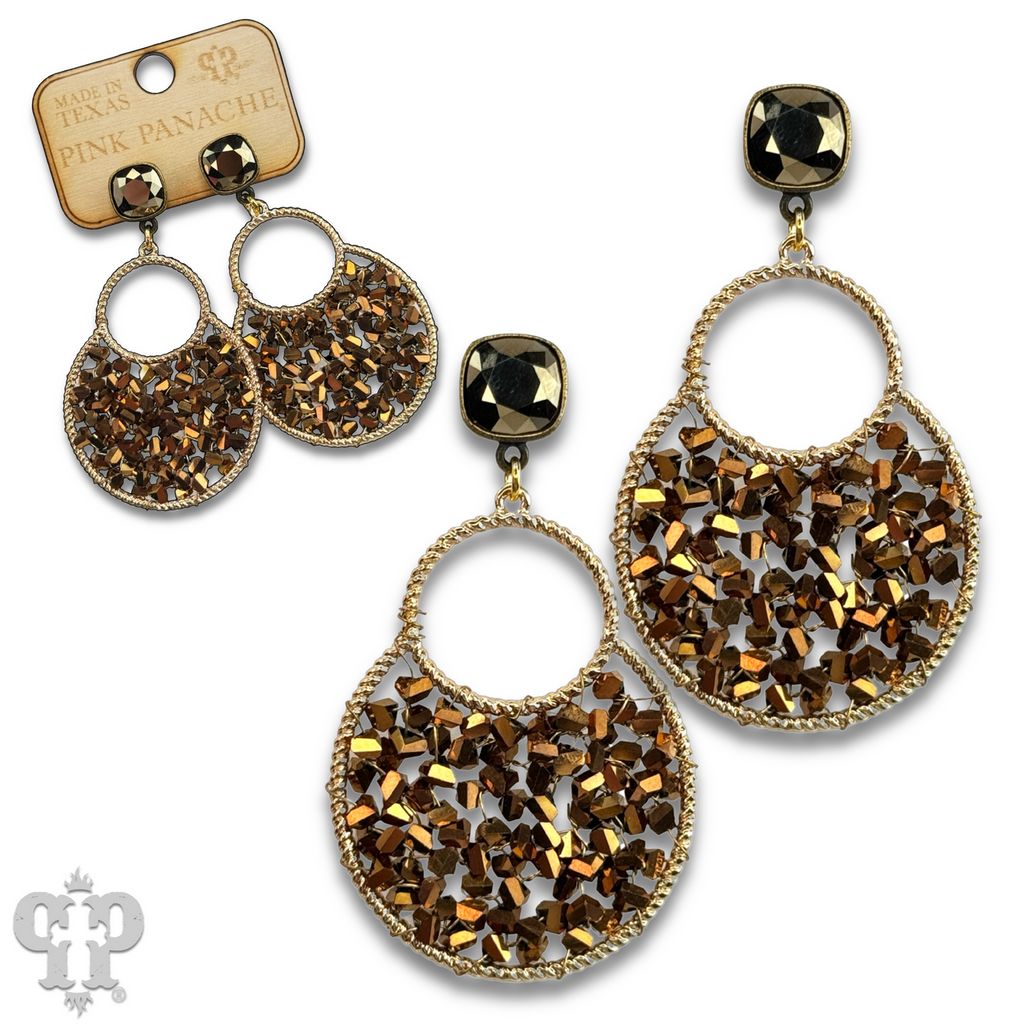 Woven bead double circle earring with crystals from Swarovski®
