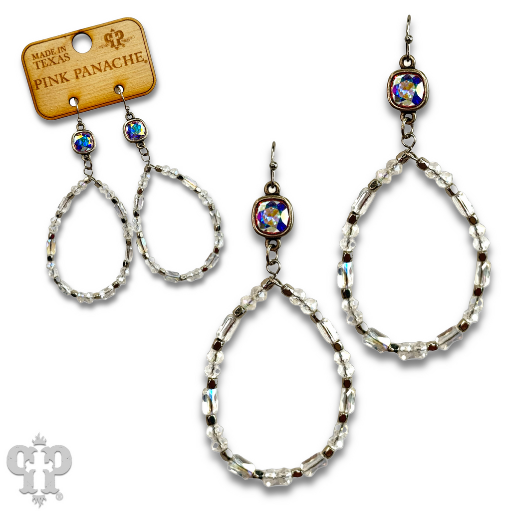 Mixed shape bead teardrop earring with crystals from Swarovski® - LC
