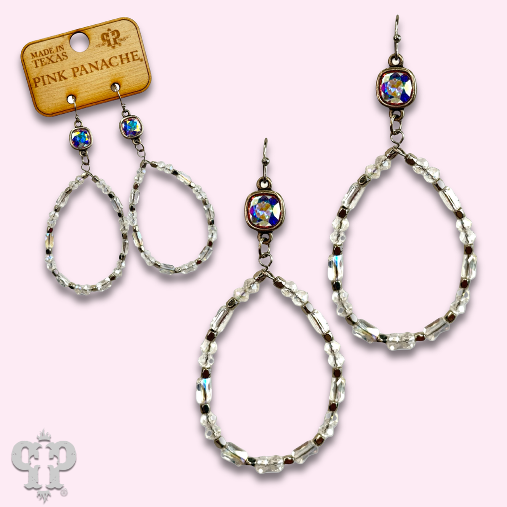 Mixed shape bead teardrop earring with crystals from Swarovski® - LC