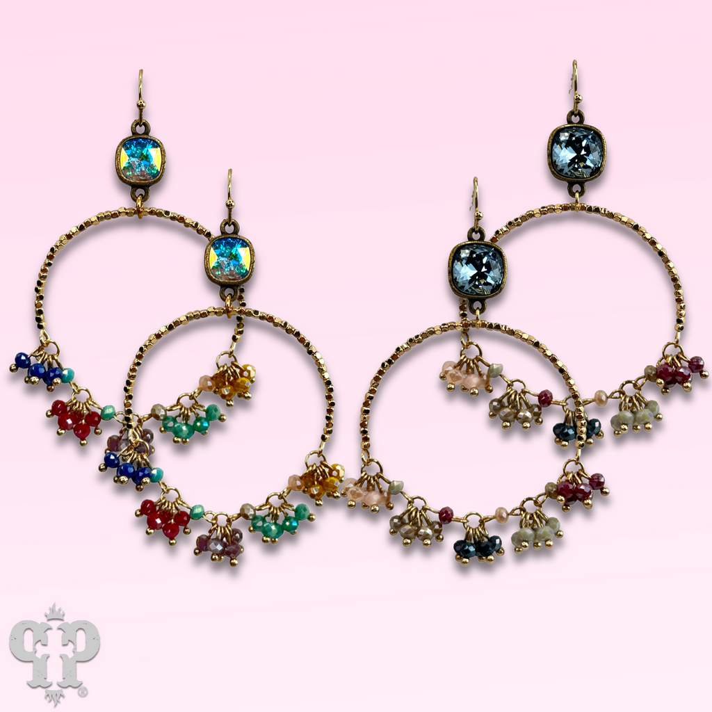 Multi-color bead cluster earring with crystals from Swarovski®  LC