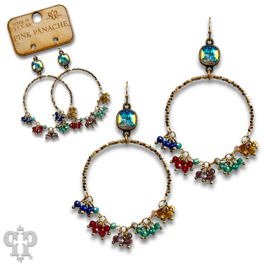 Multi-color bead cluster earring with crystals from Swarovski®  LC
