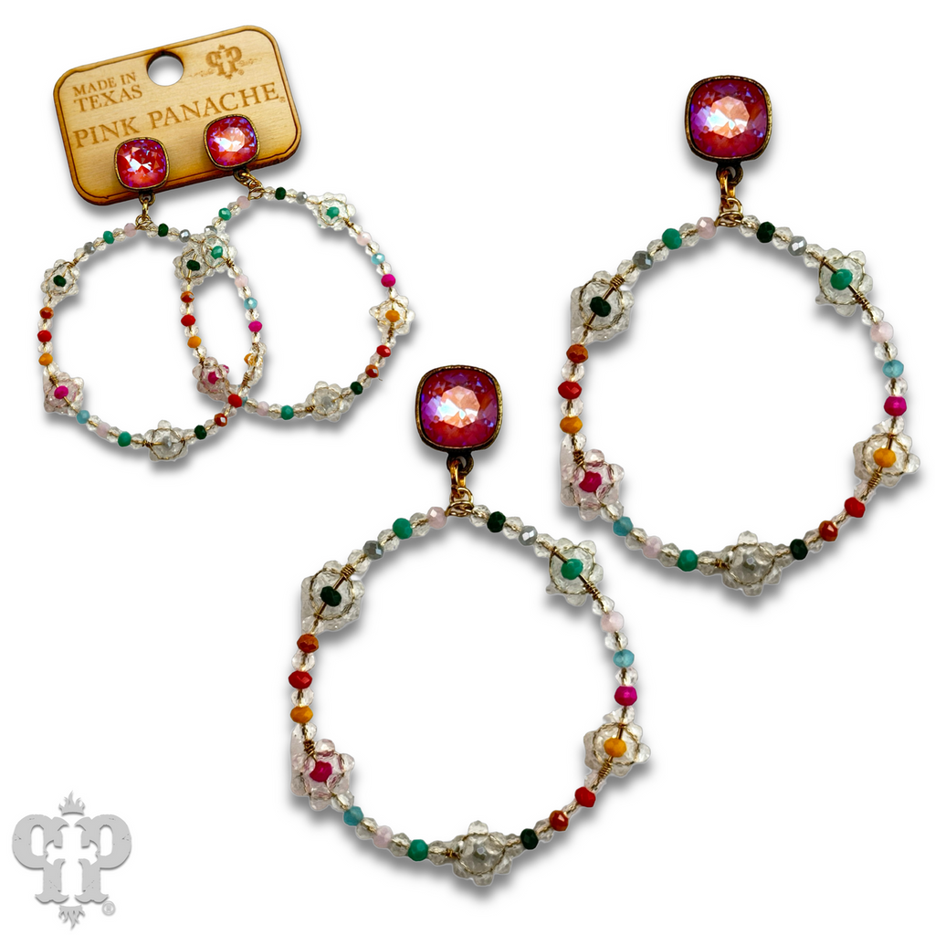 Flower bead circle earring with crystals from Swarovski®