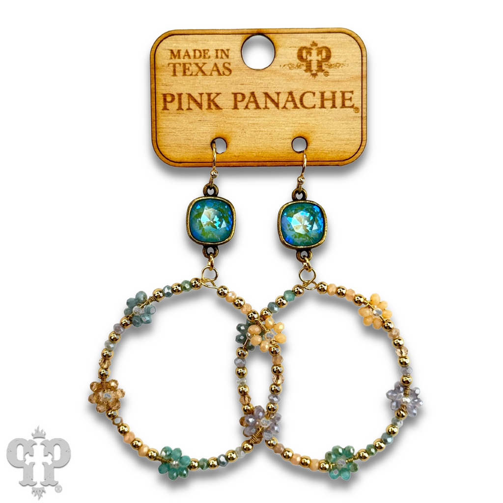 Flower bead circle earring with crystals from Swarovski®