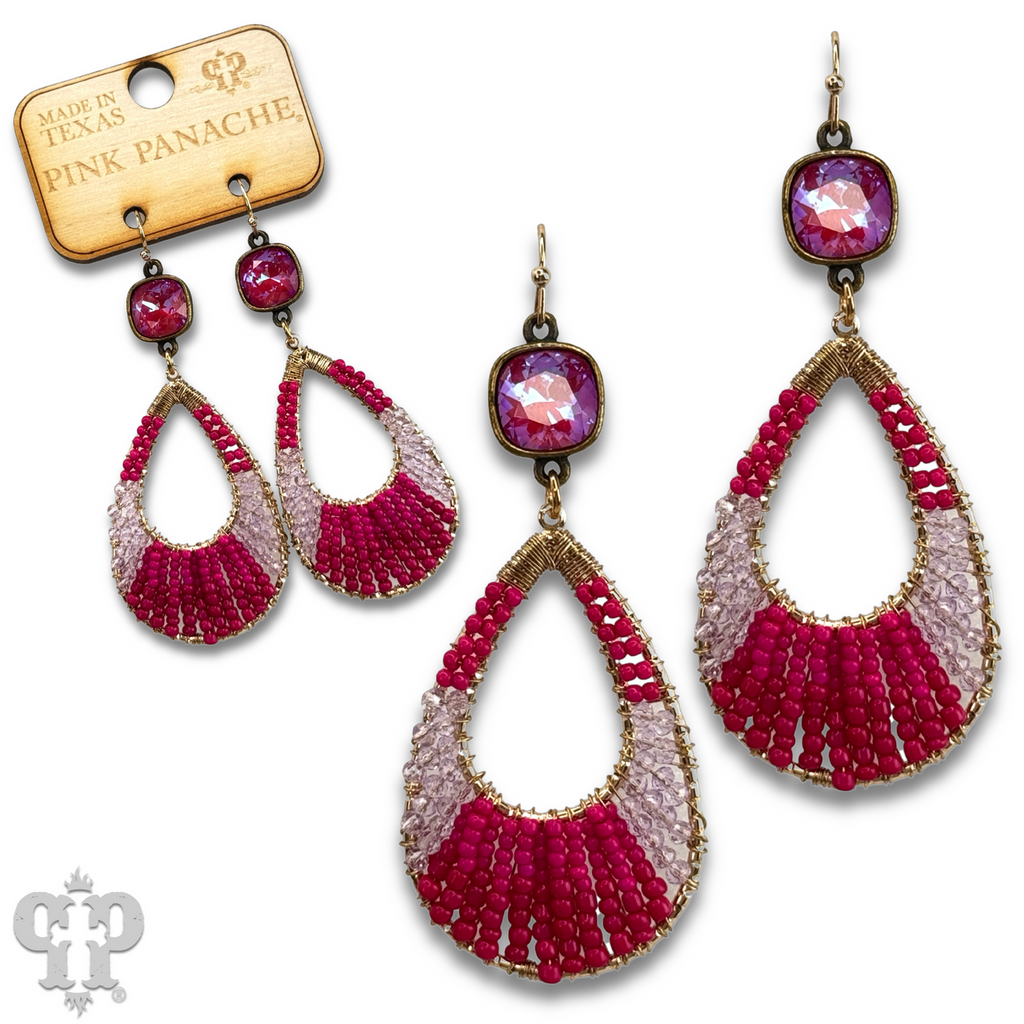 Seed bead teardrop earring with crystals from Swarovski® - LC