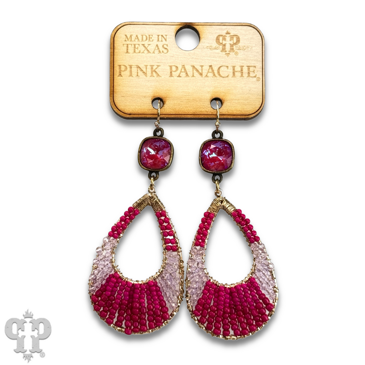 Seed bead teardrop earring with crystals from Swarovski® - LC