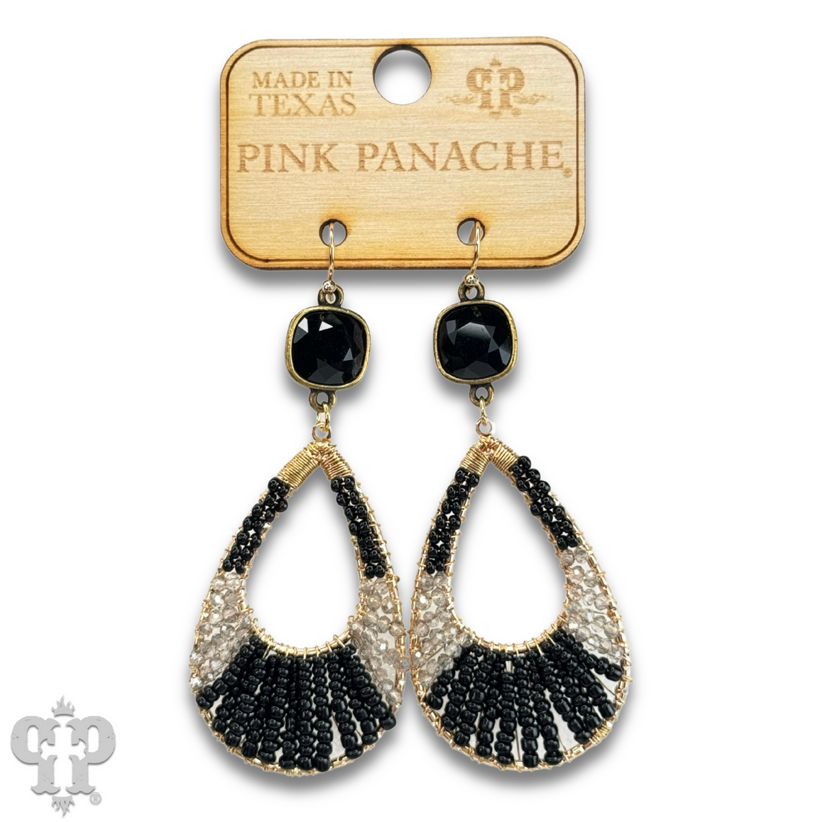 Seed bead teardrop earring with crystals from Swarovski® - LC