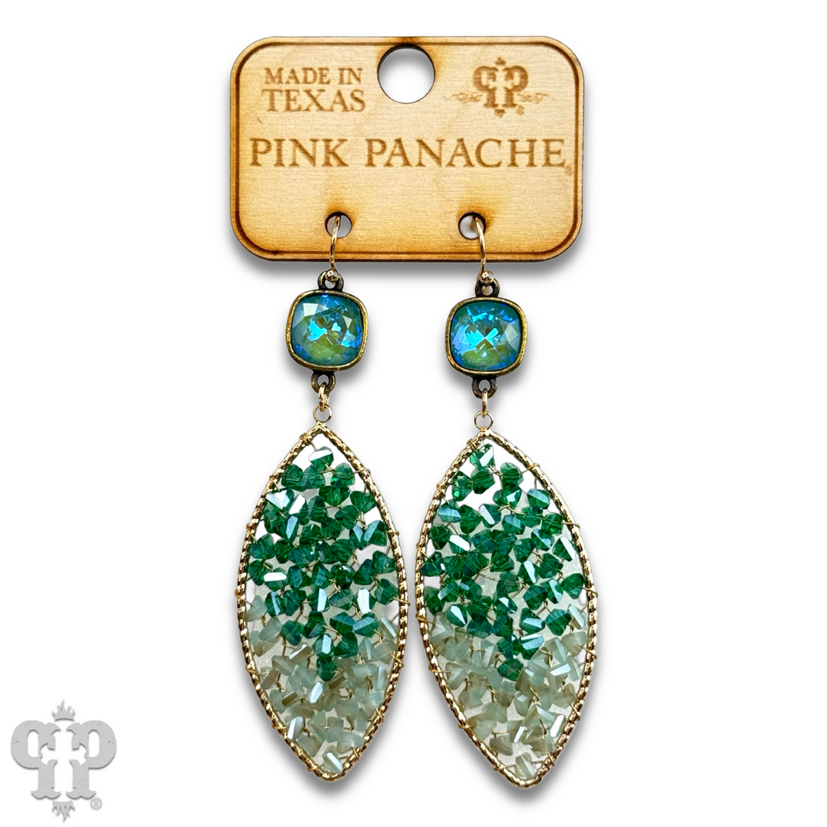 Bead woven diamond shape earring with crystals from Swarovski®
