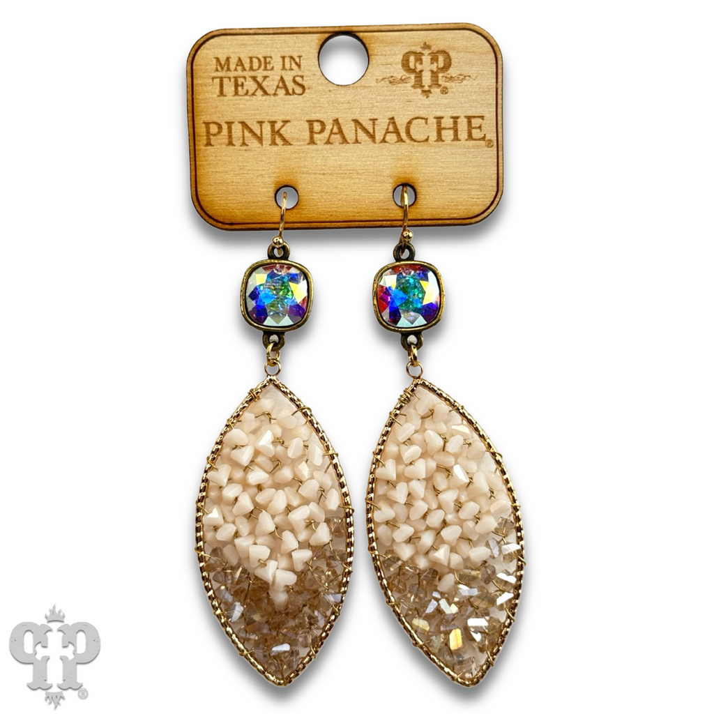 Bead woven diamond shape earring with crystals from Swarovski®
