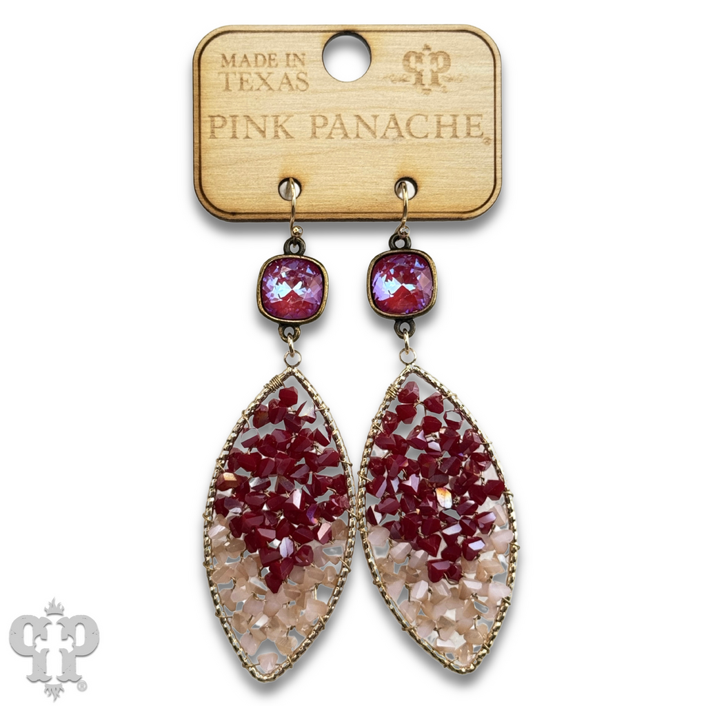 Bead woven diamond shape earring with crystals from Swarovski®