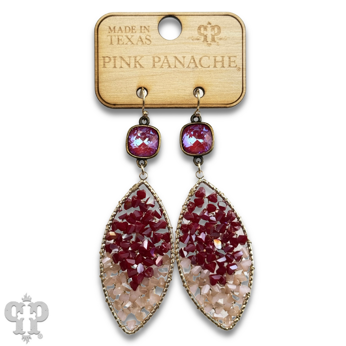 Bead woven diamond shape earring with crystals from Swarovski®