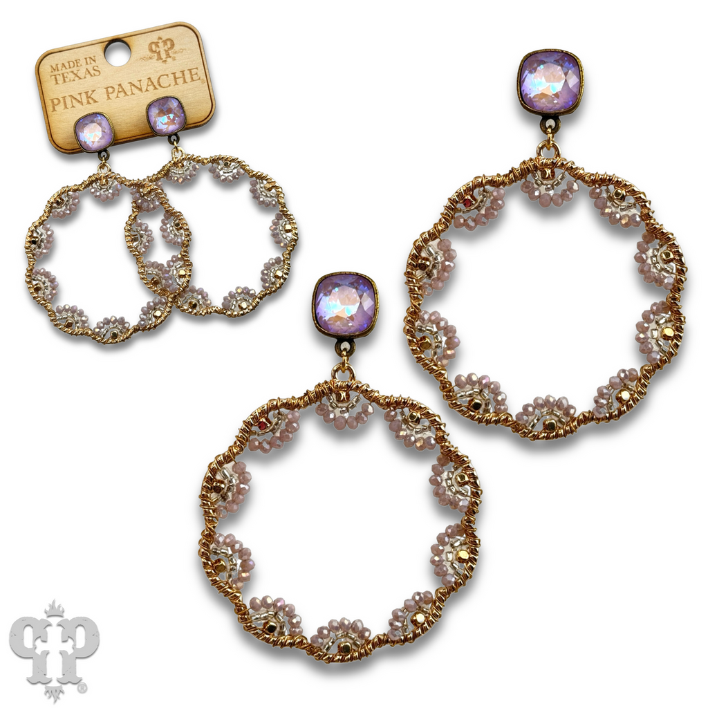 Scalloped bead circle earring with crystals from Swarovski®