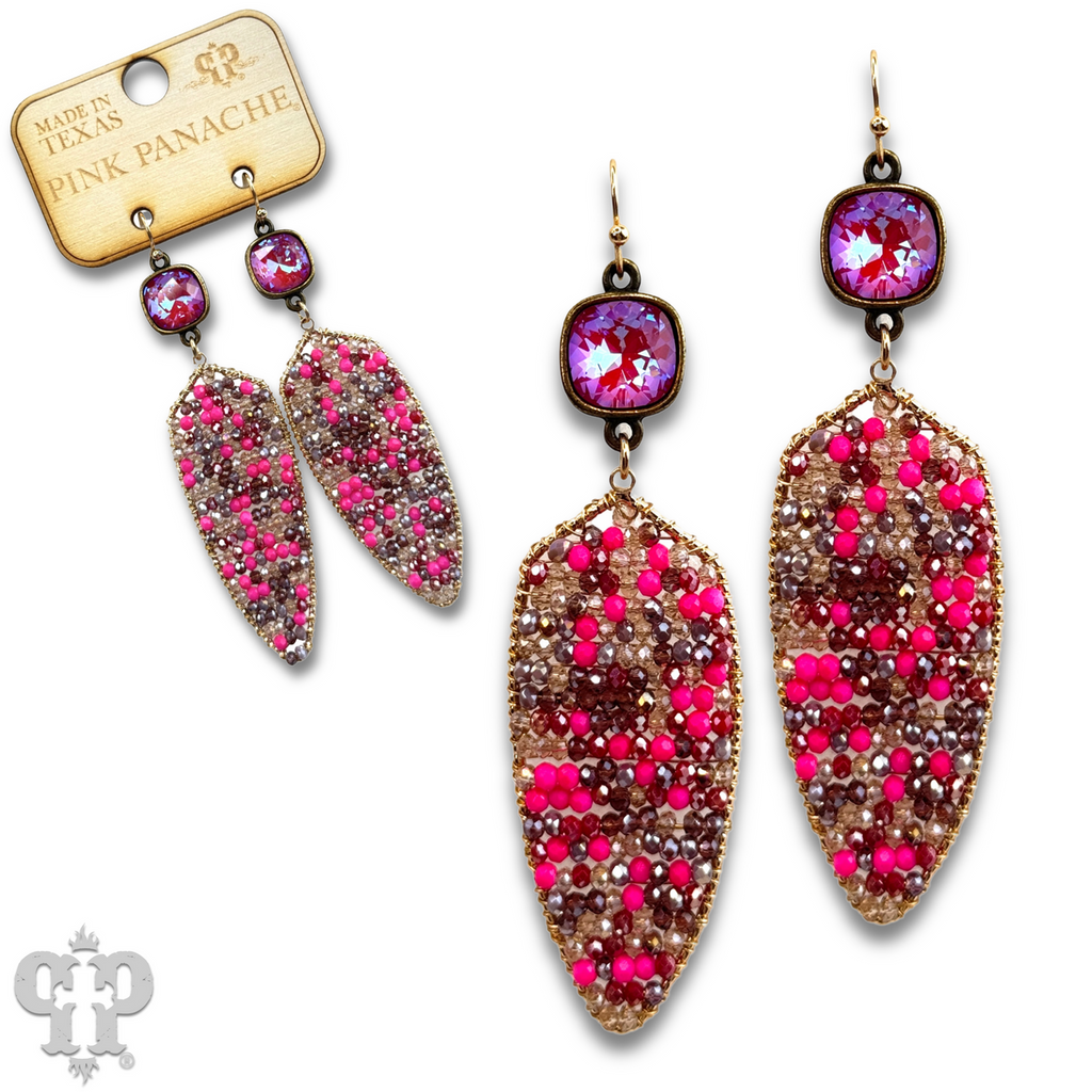 Arrow shape seed bead earring with crystals from Swarovski®