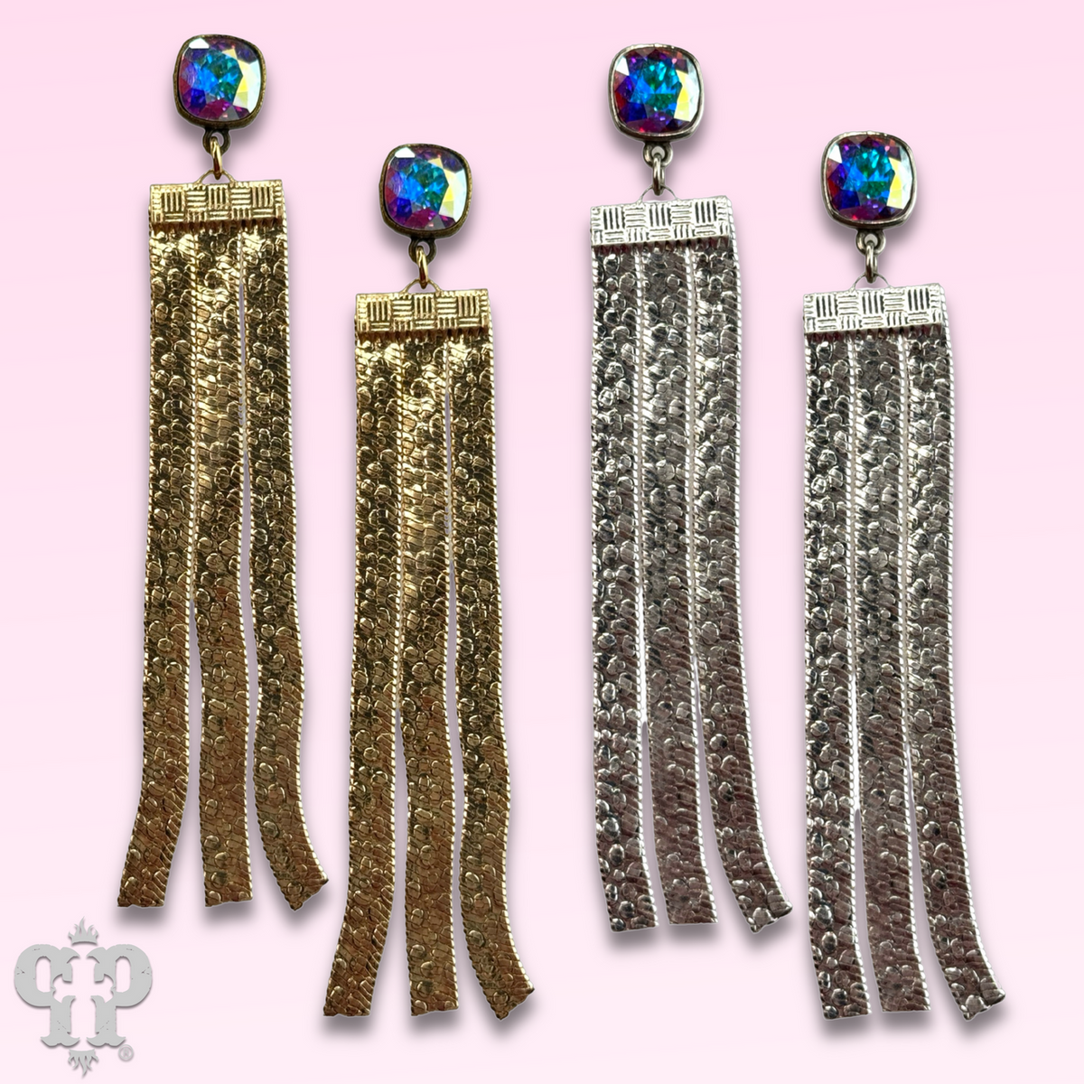 Mesh fringe earring with crystals from Swarovski®