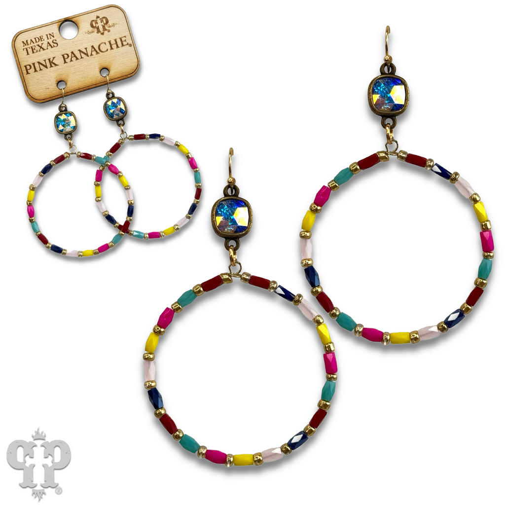 Rice bead circle earring with crystals from Swarovski®