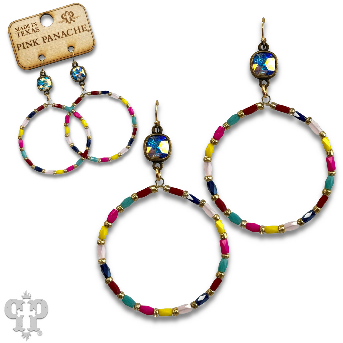 Rice bead circle earring with crystals from Swarovski®