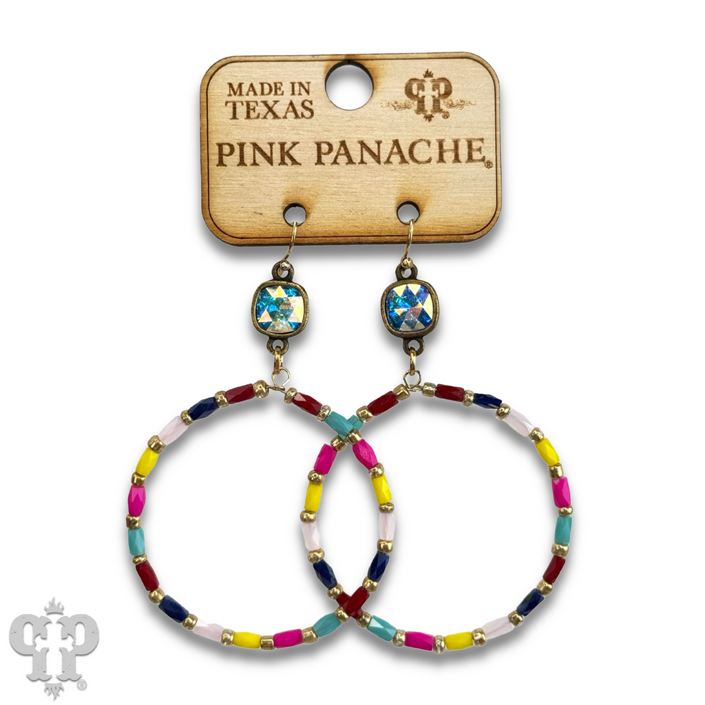Rice bead circle earring with crystals from Swarovski®