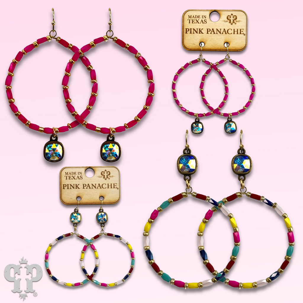 Rice bead circle earring with crystals from Swarovski®