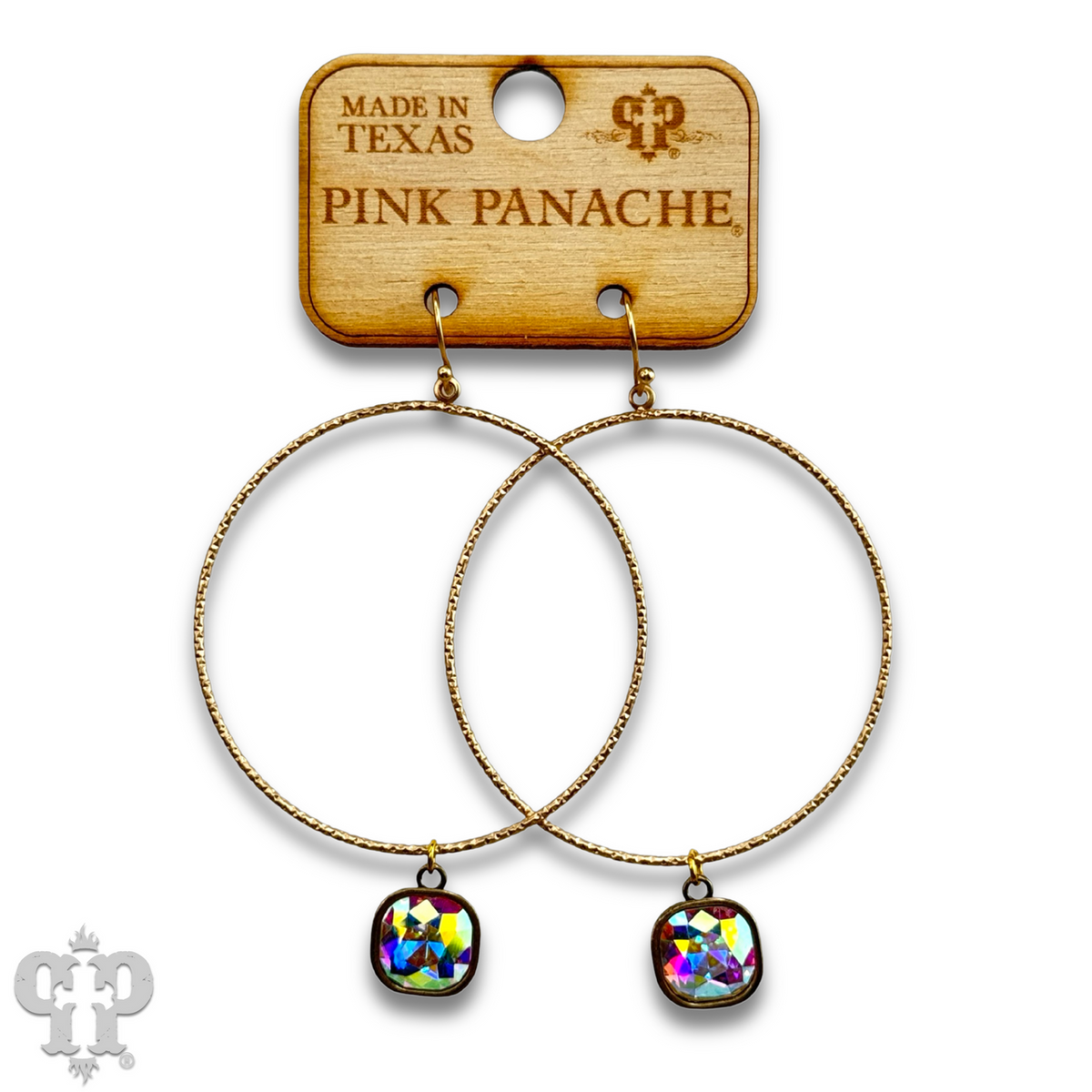 Large textured circle earring with crystals from Swarovski®- LC