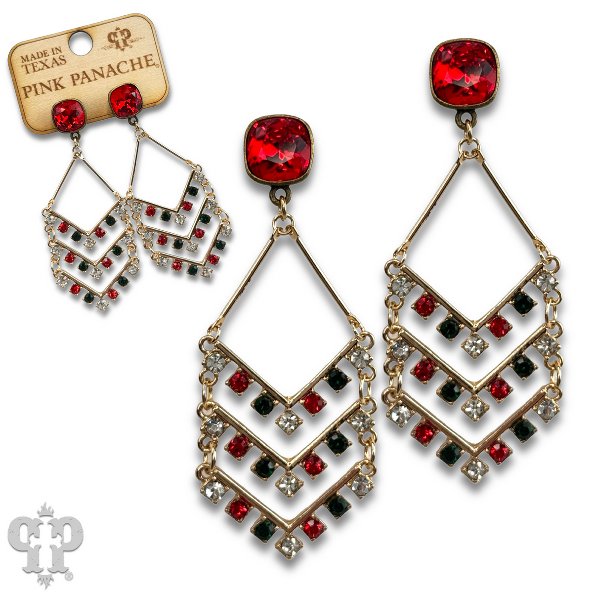 Chevron shape rhinestone earring with crystals from Swarovski®
