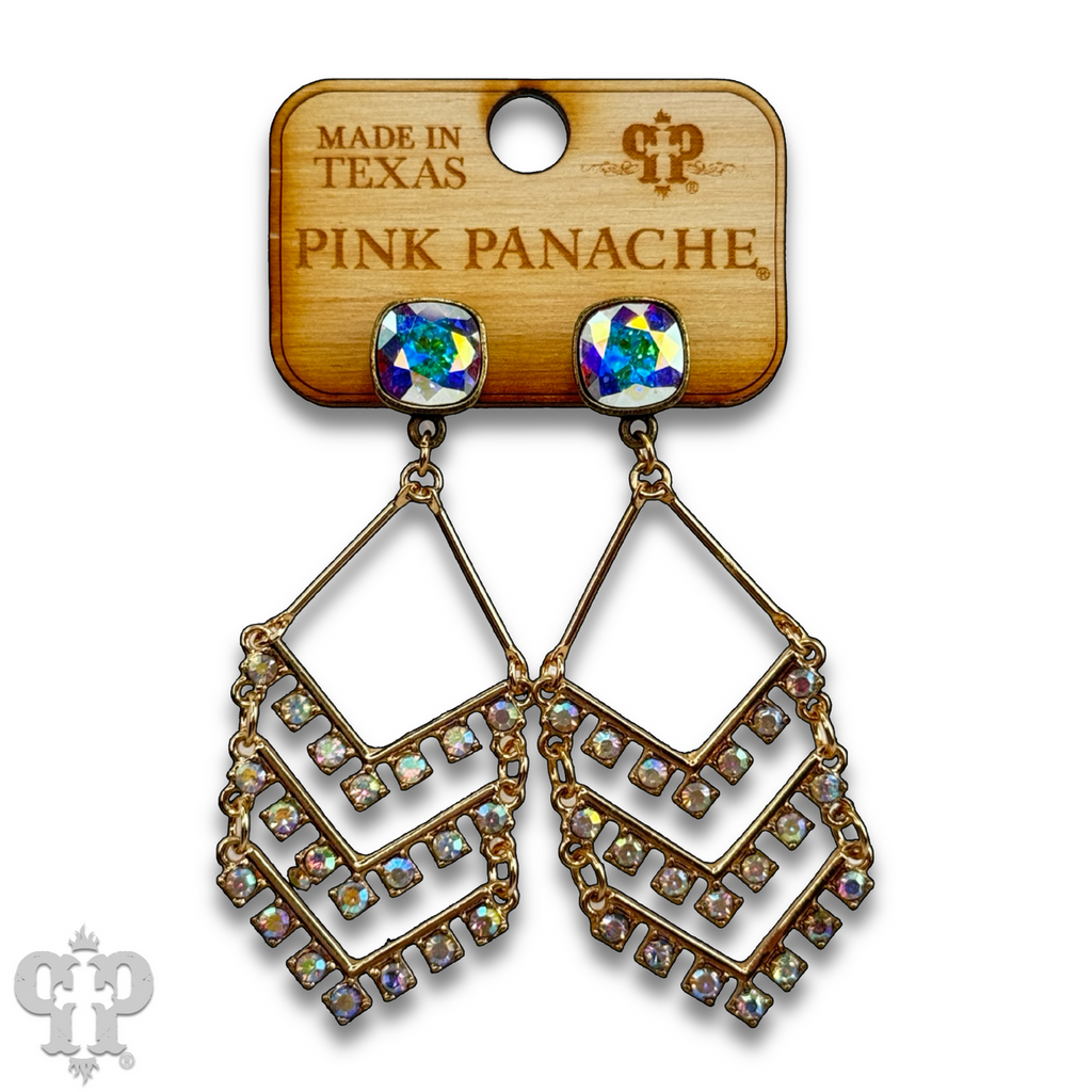 Chevron shape rhinestone earring with crystals from Swarovski®