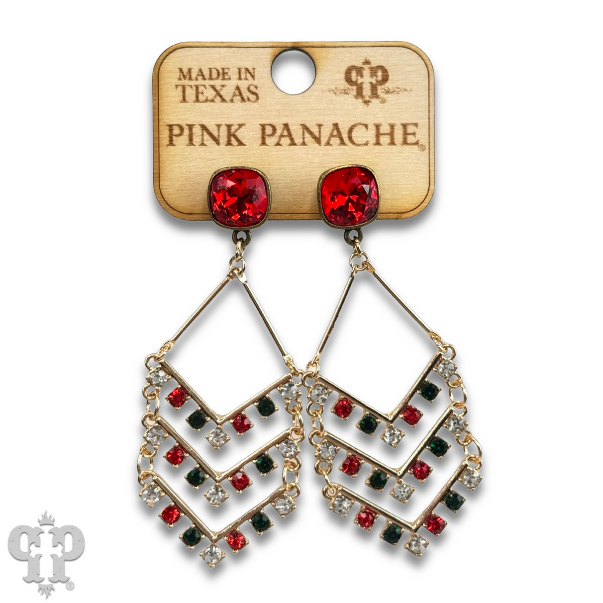 Chevron shape rhinestone earring with crystals from Swarovski®