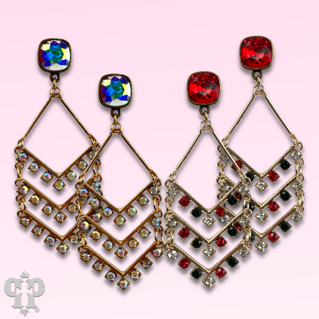 Chevron shape rhinestone earring with crystals from Swarovski®