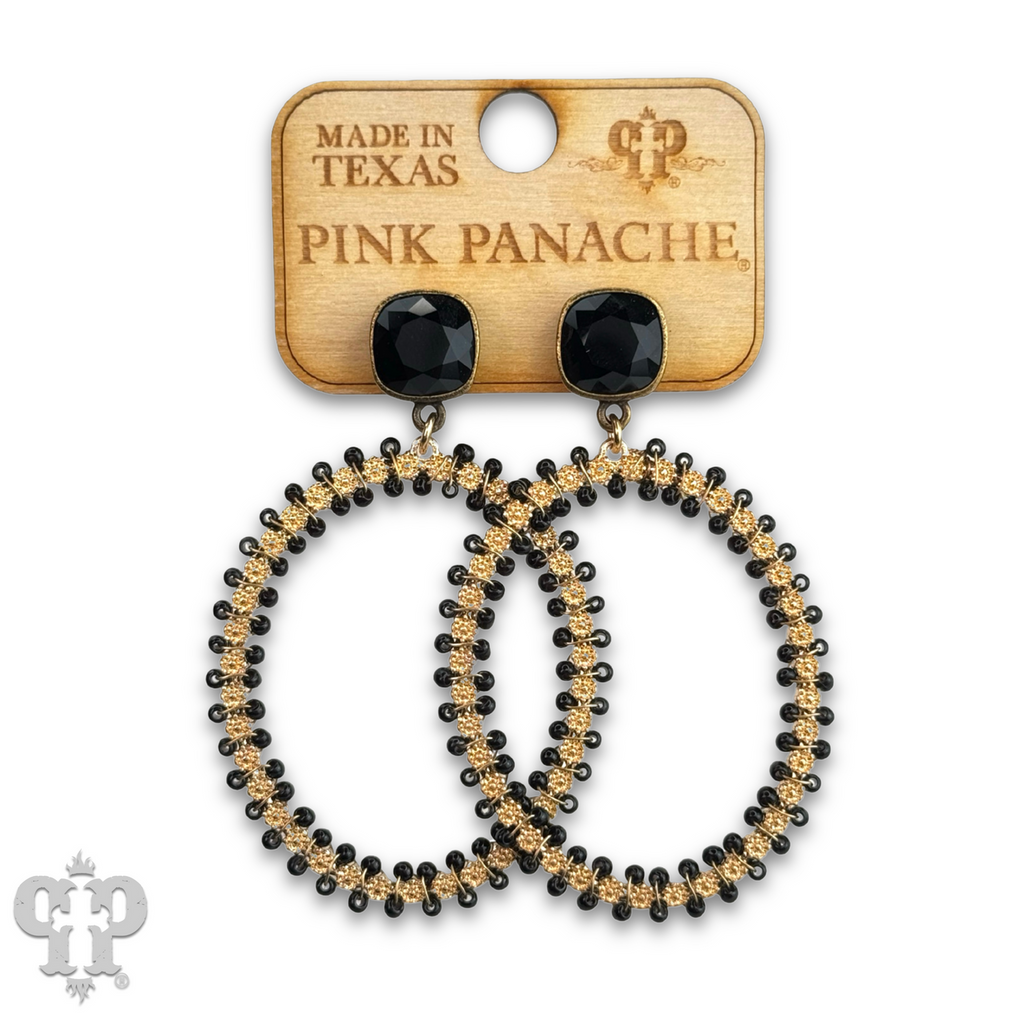 Seed bead wrapped oval earring with crystals from Swarovski®