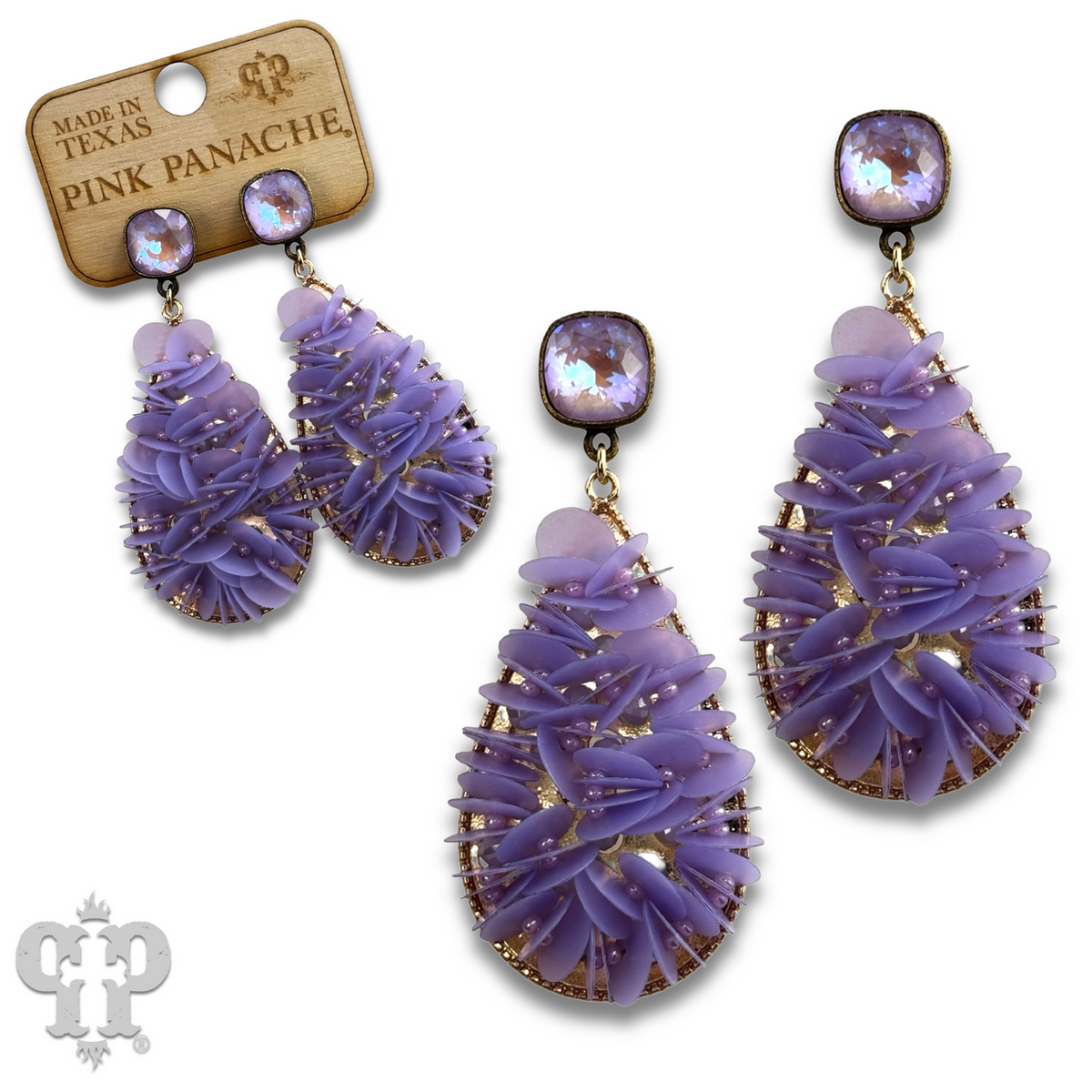 Ruffled sequin earring with crystals from Swarovski®