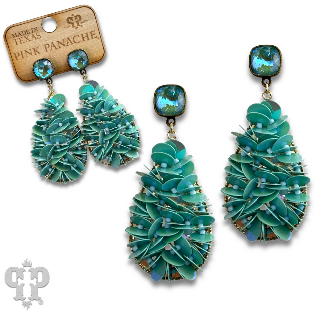 Ruffled sequin earring with crystals from Swarovski®
