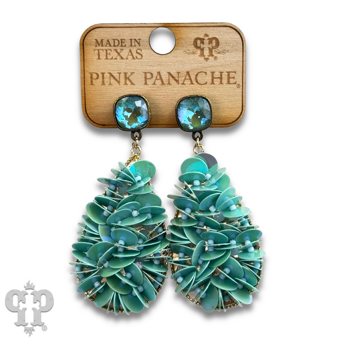 Ruffled sequin earring with crystals from Swarovski®