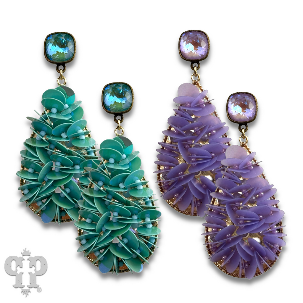 Ruffled sequin earring with crystals from Swarovski®