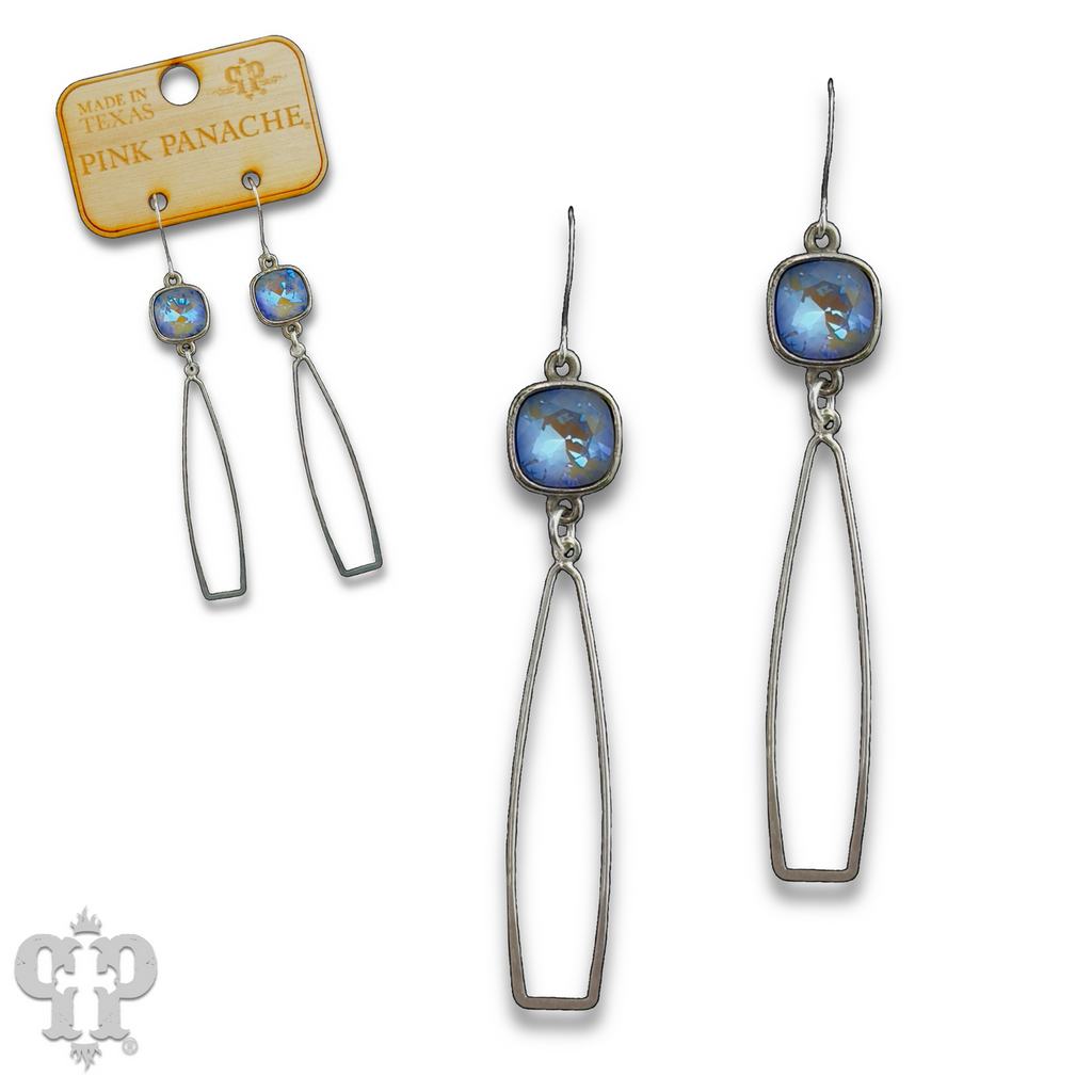 Silver oar shape earring with crystals from Swarovski®