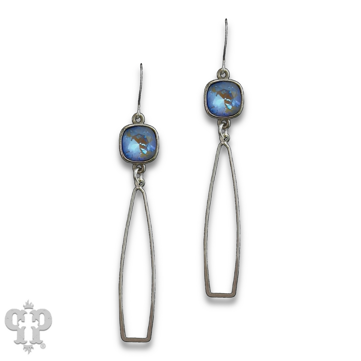 Silver oar shape earring with crystals from Swarovski®
