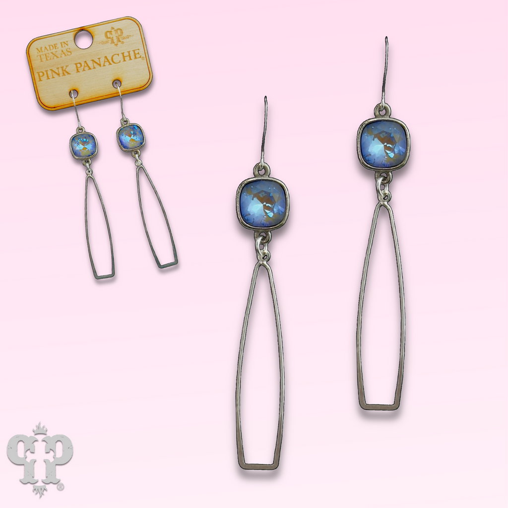 Silver oar shape earring with crystals from Swarovski®