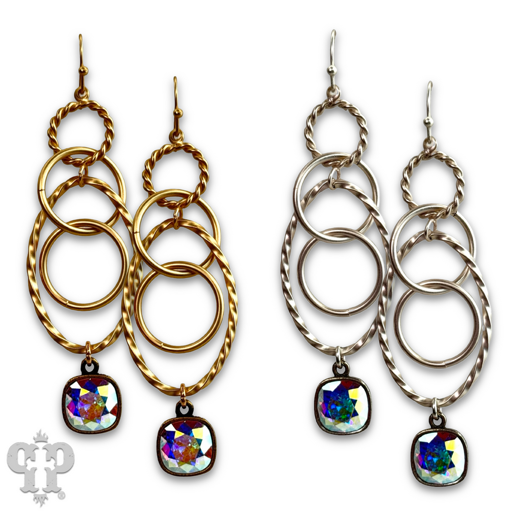 Multi ring earring with crystals from Swarovski®
