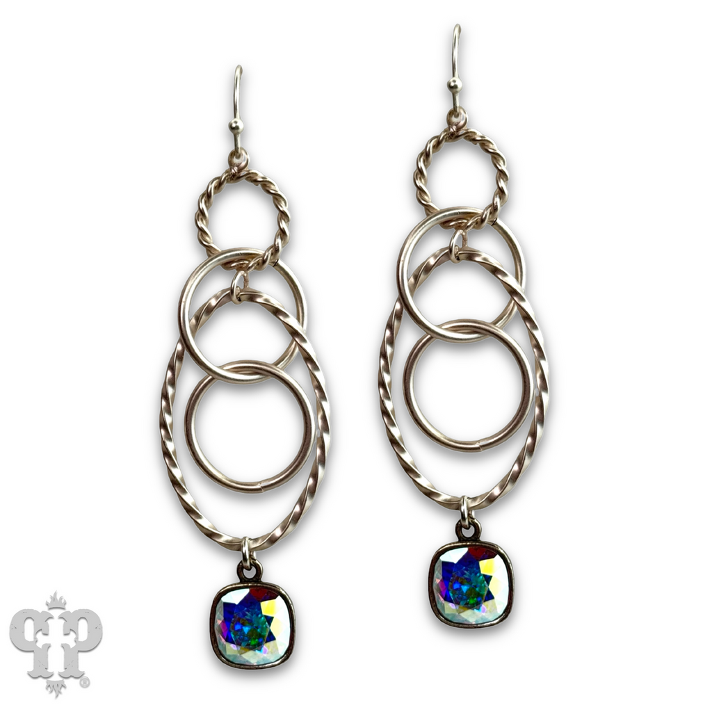 Multi ring earring with crystals from Swarovski®