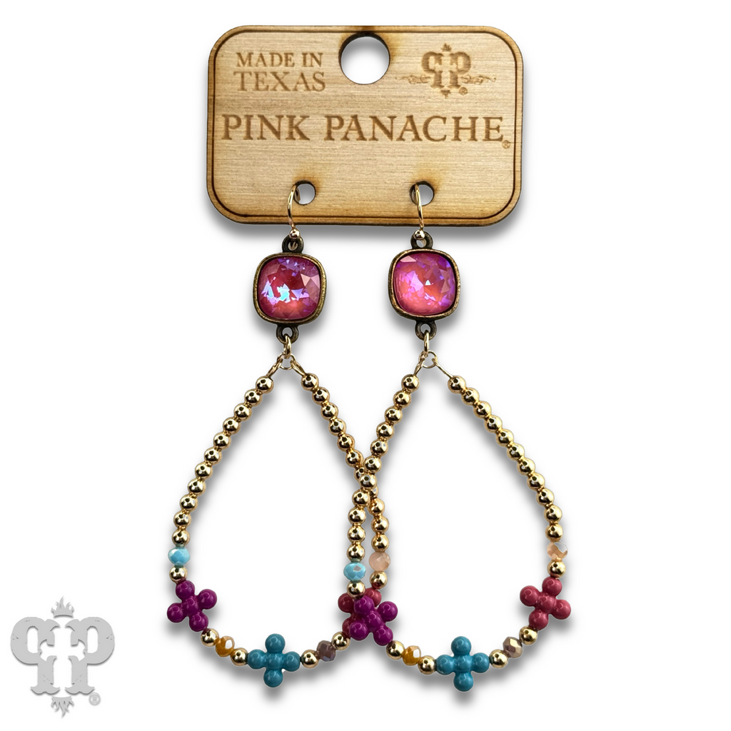 Multi-color flower bead earring with crystals from Swarovski®