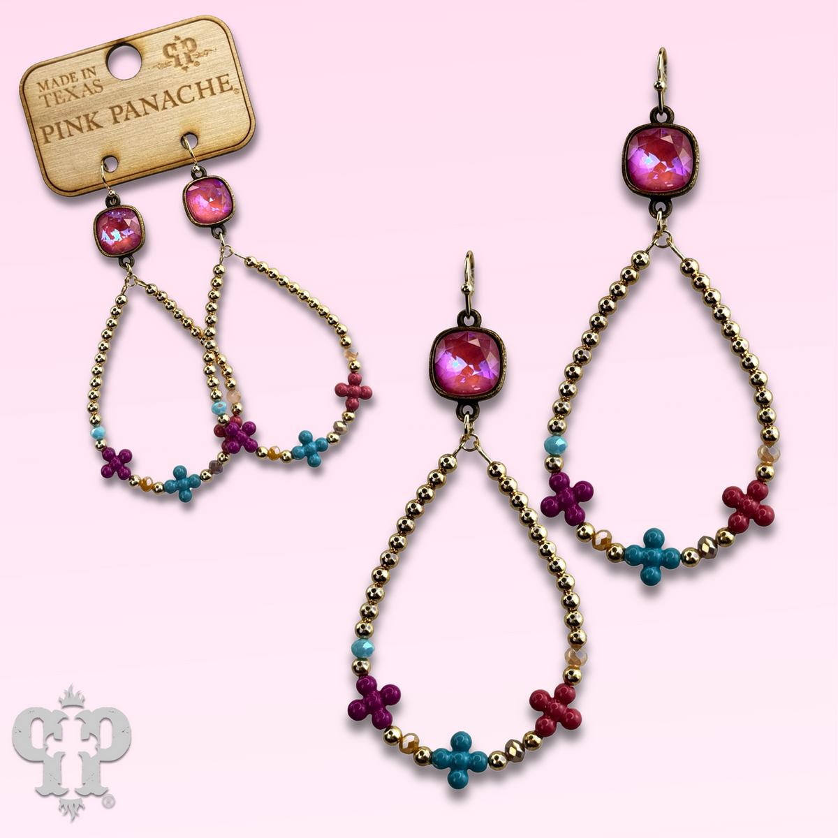 Multi-color flower bead earring with crystals from Swarovski®